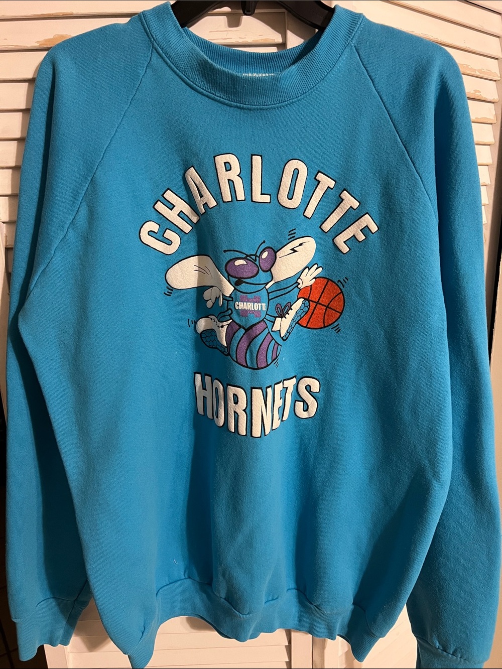 Charlotte Hornets Blue Crewneck Vintage Sweatshirt by Fruit of the Loom
